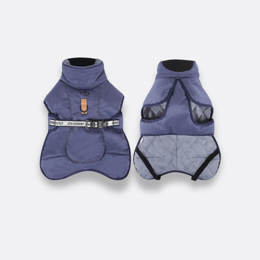 Polyester vinterjakke stor hund blå