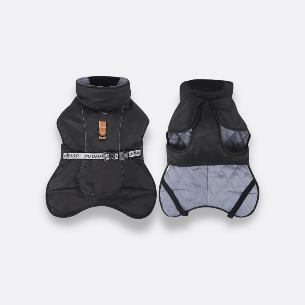 Polyester vinterjakke stor hund svart