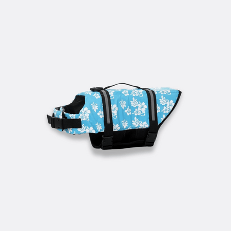 Sommer hundeflytevest blå med blomster 