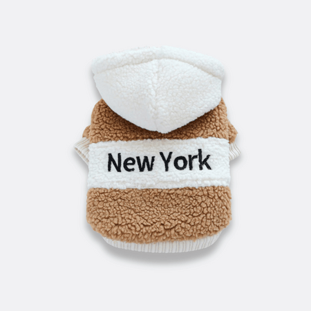 Fleece hettegenser til små hunder oransje new york