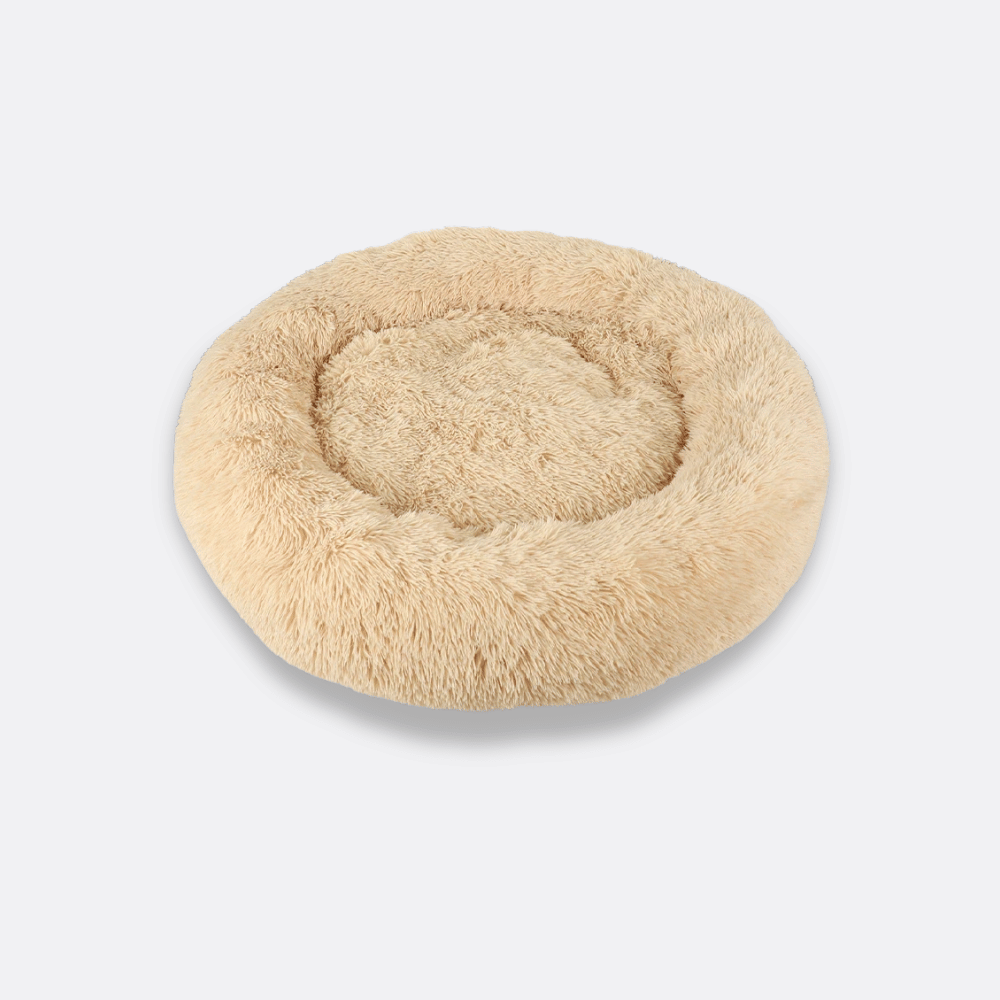 Myk hundeseng i plysj beige