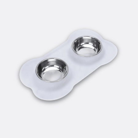 Hundeskåler med Spisematte hvit