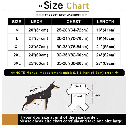 Polyester hundevest med refleks Størrelsesguide