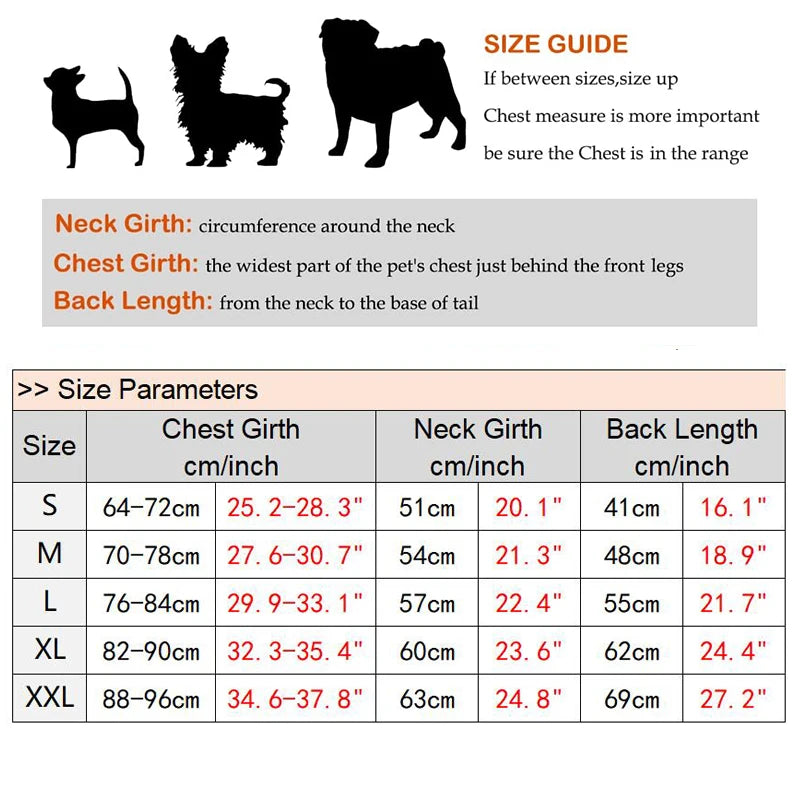 Vinterjakke hund størrelseguide